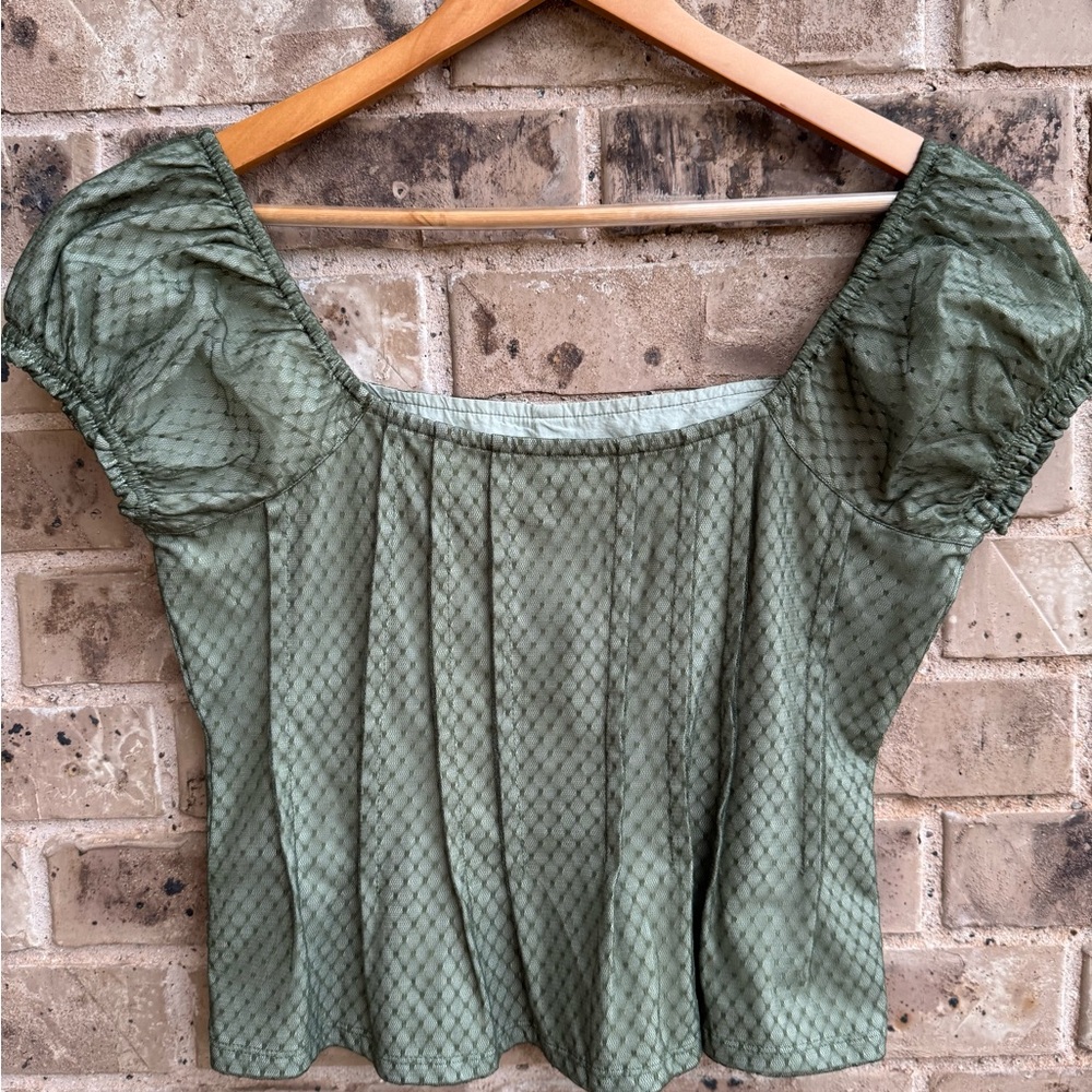NWT: Anthropologie Puffed Cap-Sleeve Corset Top Sz M - Picture 5 of 9